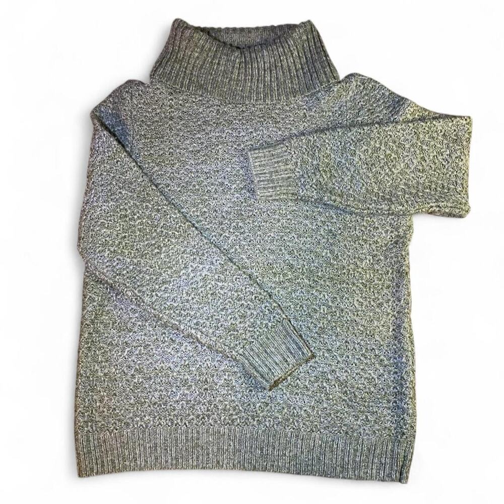 Christopher & Banks green & gray speckled turtleneck sweater Size L/Large